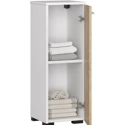 Akord Furniture Factory Armoire salle de bains AKORD FIN Blanche 30 cm 1 porte façade Chêne Sonoma 2 étagères 30x30x85 cm* Meuble De Salle De Bains Faible Profondeur