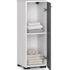 Akord Furniture Factory Armoire salle de bains AKORD FIN Blanche 30 cm 1 porte façade Gris Graphite 2 étagères 30x30x85 cm* Meuble De Salle De Bains Faible Profondeur