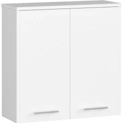 Akord Furniture Factory Armoire salle de bains AKORD FIN Meuble Haut Suspendue Blanche 60 cm 2 portes façade Blanche 2 étagères 60x22,5x60 cm* Meuble De Salle De Bains Faible Profondeur|Armoire De Salle De Bains