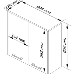 Akord Furniture Factory Armoire salle de bains AKORD FIN Meuble Haut Suspendue Blanche 60 cm 2 portes façade Blanche 2 étagères 60x22,5x60 cm* Meuble De Salle De Bains Faible Profondeur|Armoire De Salle De Bains