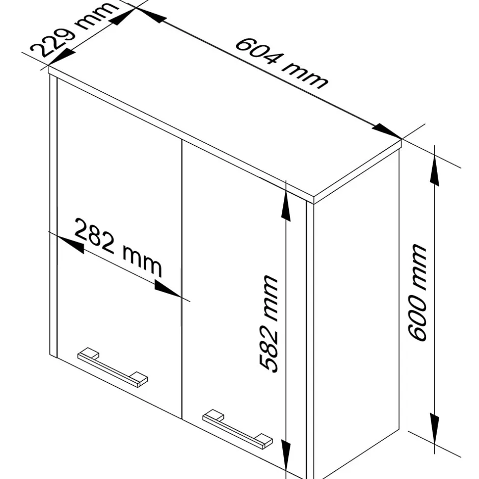 Akord Furniture Factory Armoire salle de bains AKORD FIN Meuble Haut Suspendue Blanche 60 cm 2 portes façade Blanche 2 étagères 60x22,5x60 cm* Meuble De Salle De Bains Faible Profondeur|Armoire De Salle De Bains