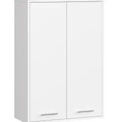 Akord Furniture Factory Armoire salle de bains suspendue AKORD FIN Blanche 64 cm 2 portes pleine Blanche 4 étagères 64x30x94 cm