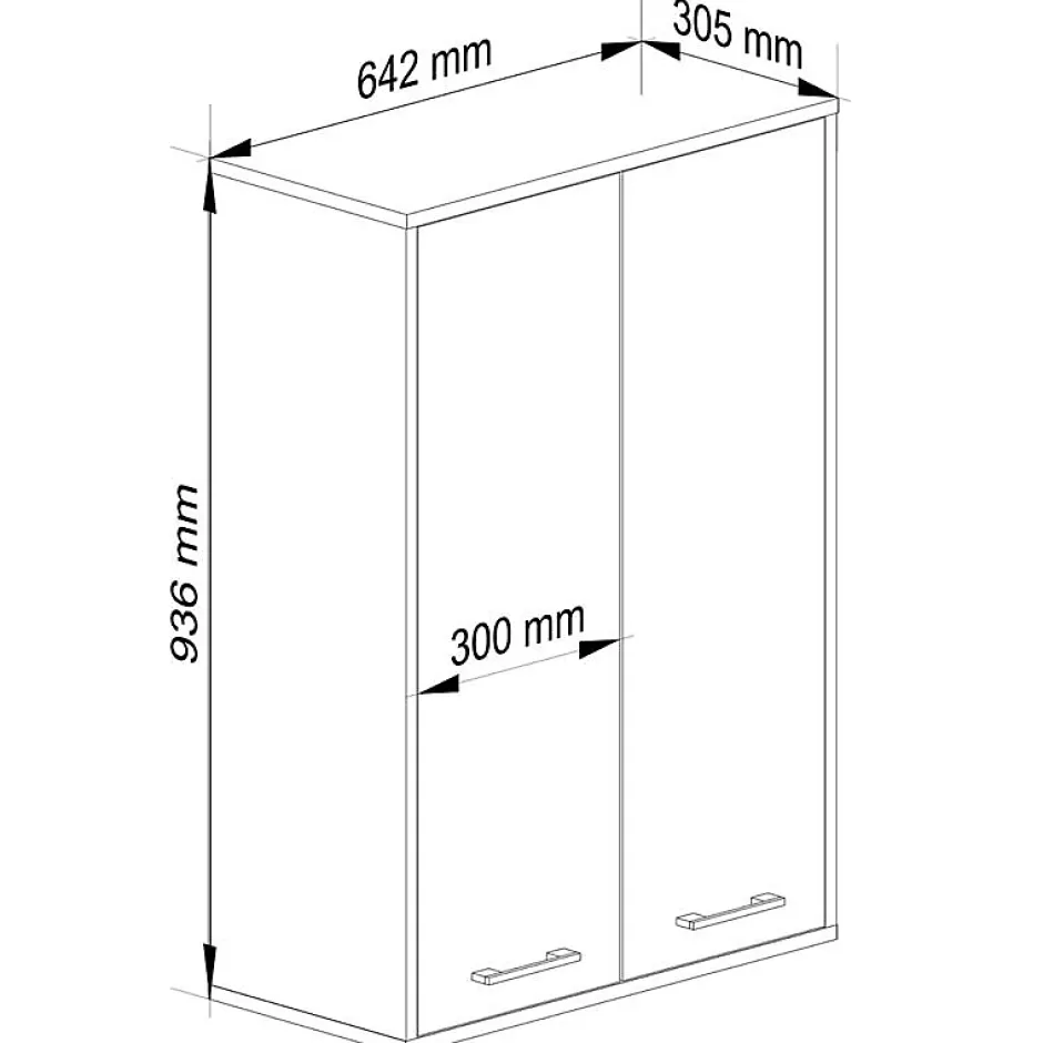 Akord Furniture Factory Armoire salle de bains suspendue AKORD FIN Blanche 64 cm 2 portes pleine Chêne Sonoma 4 étagères 64x30x94 cm