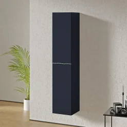 Bernstein Armoire suspendue Colonne de rangement 35x170x35cm (LxHxP) Bleu nuit mat poignée métal Chrome, Garantie 5 ans - LAVOA