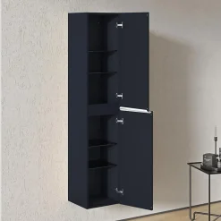 Bernstein Armoire suspendue Colonne de rangement 35x170x35cm (LxHxP) Bleu nuit mat poignée métal Chrome, Garantie 5 ans - LAVOA