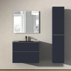 Bernstein Armoire suspendue Colonne de rangement 35x170x35cm (LxHxP) Bleu nuit mat poignée métal Chrome, Garantie 5 ans - LAVOA