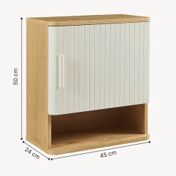 [En.Casa] Armoire suspendue de salle de bains Ferrersp 50 x 45 x 24 cm effet chêne / sable en.casa* Armoire De Salle De Bains