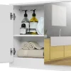 Giantex Armoire Toilette avec Miroir Murale, 2/3 Porte et 2/3 Etagères, Meuble à Miroir de Salle de Bain en MDF (56x14x45CM-2 Portes)