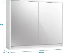 Giantex Armoire Toilette avec Miroir Murale, 2/3 Porte et 2/3 Etagères, Meuble à Miroir de Salle de Bain en MDF (56x14x45CM-2 Portes)