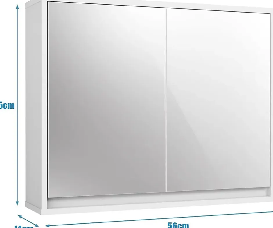 Giantex Armoire Toilette avec Miroir Murale, 2/3 Porte et 2/3 Etagères, Meuble à Miroir de Salle de Bain en MDF (56x14x45CM-2 Portes)