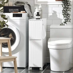 Sobuy Armoire Toilettes Compact, Meuble de Rangement Salle de Bain, BZR111-W,