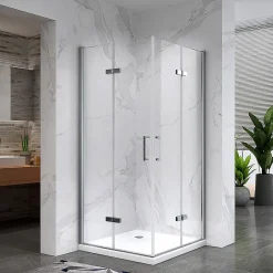 Saniverre ATEA Porte de douche d'angle H.180 cm pliante et pivotante - verre transparent 80 x 80 cm -* Porte De Douche