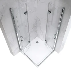 Saniverre ATEA Porte de douche d'angle H.180 cm pliante et pivotante - verre transparent 80 x 80 cm -* Porte De Douche