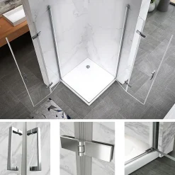 Saniverre ATEA Porte de douche d'angle H.180 cm pliante et pivotante - verre transparent 80 x 80 cm -* Porte De Douche