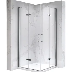 Saniverre ATEA Porte de douche d'angle H.180 cm pliante et pivotante - verre transparent 80 x 80 cm -* Porte De Douche
