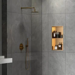 Swiss Aqua Technologies Aurum Niche de Douche à encastrer, Acier Inoxydable 304, 2 étagères, 60x30x10cm, Cuivre brossé PVD (SATAURN6030SBRG)