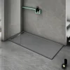 Grand Verre Bac à douche gris 80x80 à clôture en résine et 60% charge minérale receveur avec bonde et grille en inox
