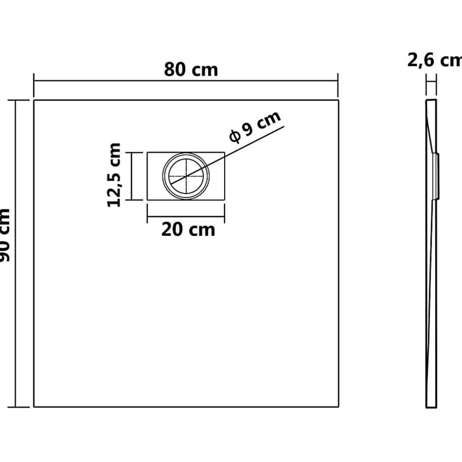 Vidaxl Bac de douche SMC Blanc 90 x 80 cm* Receveur De Douche