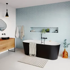 GoodHome Baignoire à double extrémités Nakina L. 180 x l. 80 cm noir