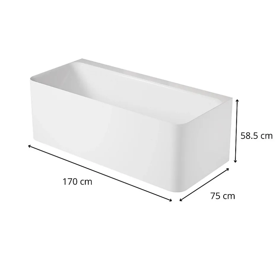 Mob-In Baignoire acrylique Lucite murale URBAN blanche 170cm URBAN