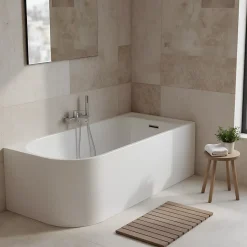 GoodHome Baignoire adossée pour angle droit 160x75 cm Oguta blanc