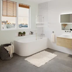 GoodHome Baignoire adossée pour angle droit 160x75 cm Oguta blanc