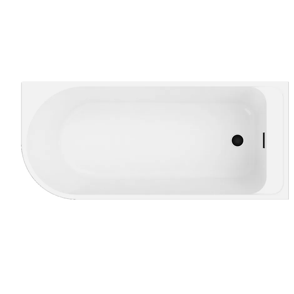 GoodHome Baignoire adossée pour angle droit 160x75 cm Oguta noir