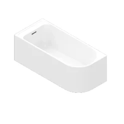 GoodHome Baignoire adossée pour angle gauche 170x75 cm Oguta blanc* Baignoire D'Angle