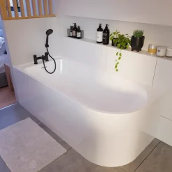 GoodHome Baignoire adossée pour angle gauche 170x75 cm Oguta blanc* Baignoire D'Angle