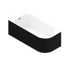 GoodHome Baignoire adossée pour angle gauche 170x75 cm Oguta noir mat