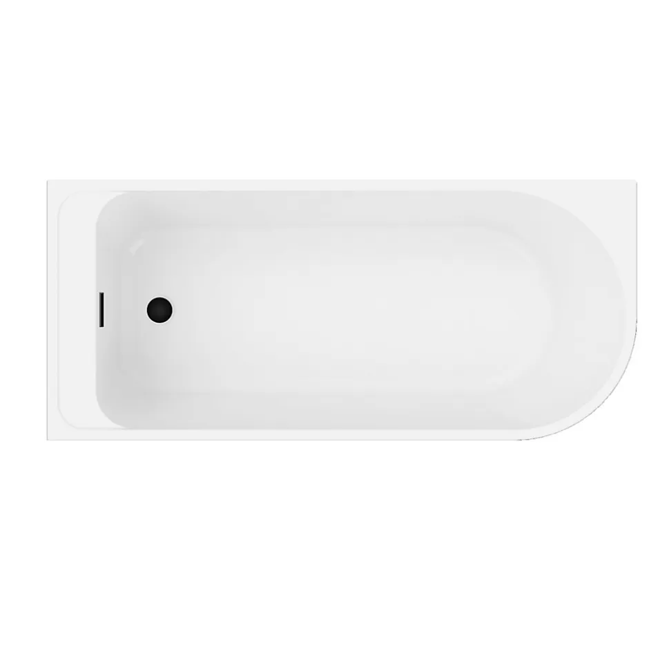 GoodHome Baignoire adossée pour angle gauche 170x75 cm Oguta noir mat