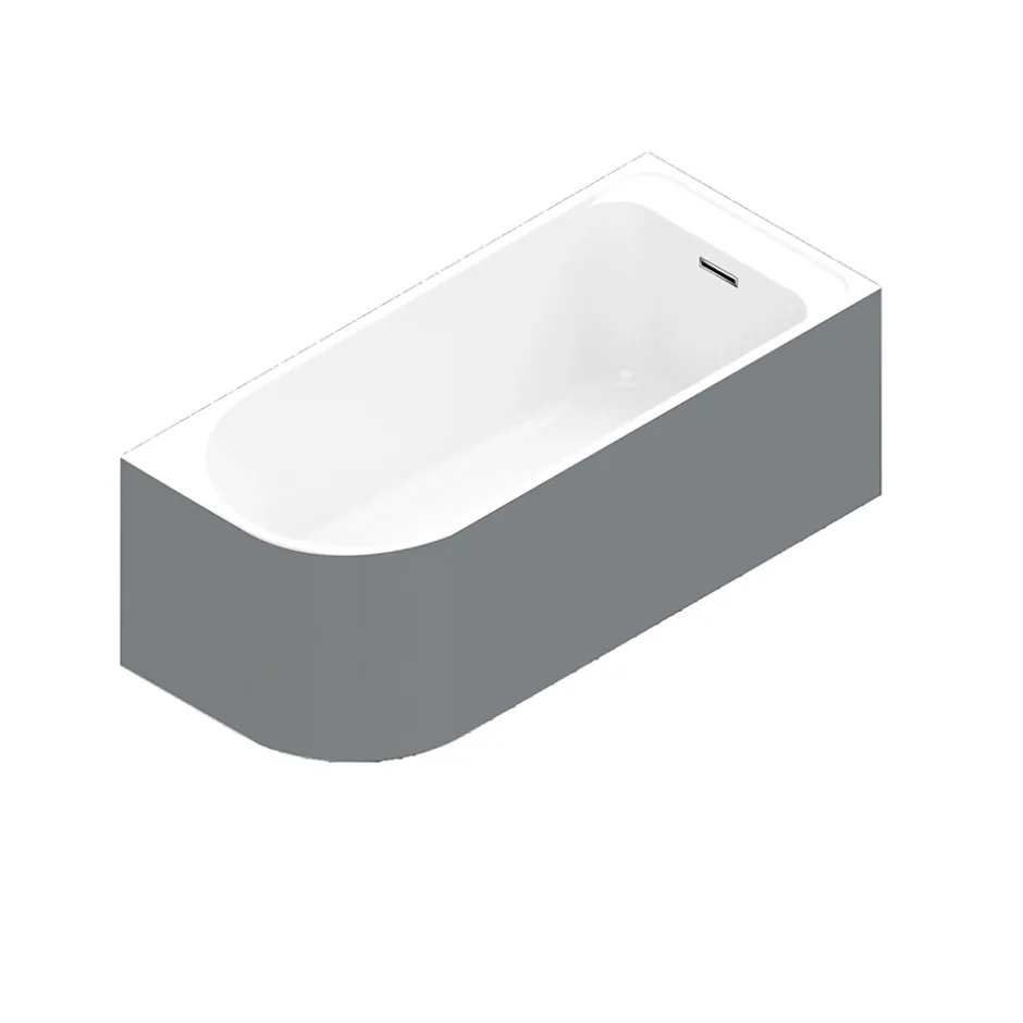 GoodHome Baignoire adossée pour angle droit 160x75 cm Oguta gris* Baignoire D'Angle