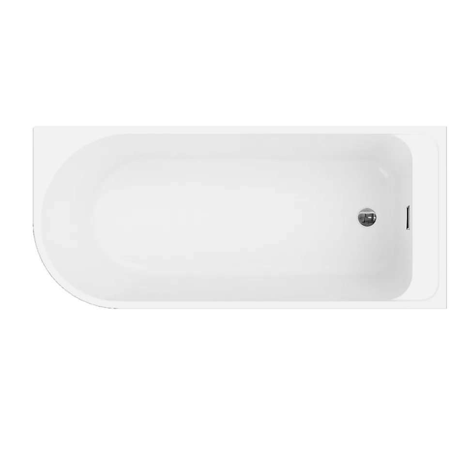 GoodHome Baignoire adossée pour angle droit 160x75 cm Oguta gris* Baignoire D'Angle