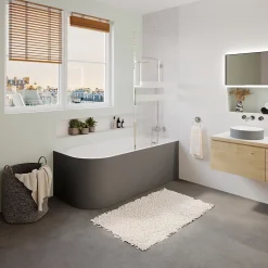 GoodHome Baignoire adossée pour angle droit 160x75 cm Oguta gris* Baignoire D'Angle