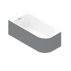 GoodHome Baignoire adossée pour angle gauche 170x75 cm Oguta gris mat* Baignoire D'Angle
