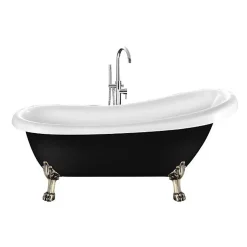Rogier & Mothes Baignoire ancienne retro sur pieds RICHMOND Noire 171 cm Pieds de Lion Bronze jaune vieilli