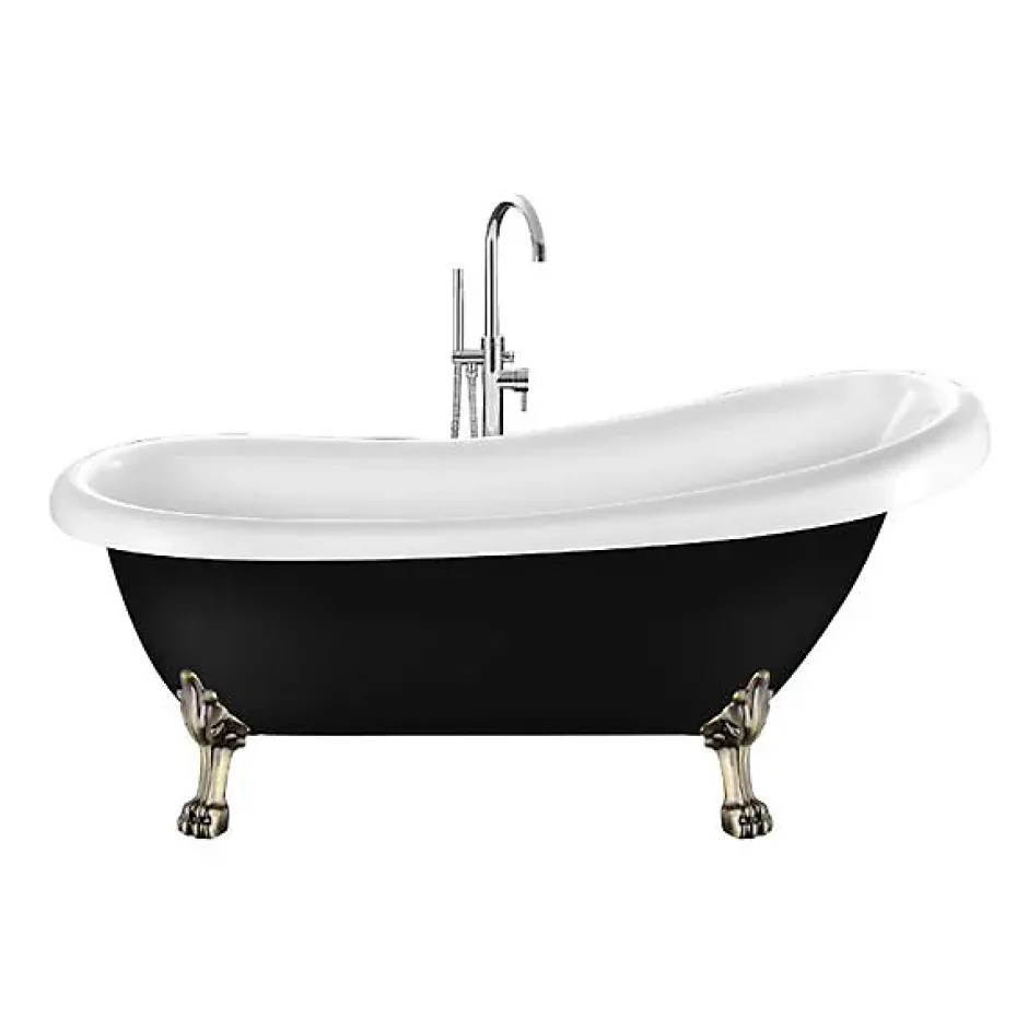 Rogier & Mothes Baignoire ancienne retro sur pieds RICHMOND Noire 171 cm Pieds de Lion Bronze jaune vieilli