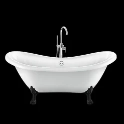 Rogier & Mothes Baignoire ancienne retro sur pieds DARLINGTON Blanche 175 cm Pieds de Lion Noirs* Baignoire Îlot