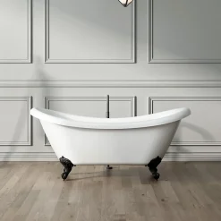 Rogier & Mothes Baignoire ancienne retro sur pieds DARLINGTON Blanche 175 cm Pieds de Lion Noirs* Baignoire Îlot