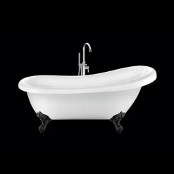 Rogier & Mothes Baignoire ancienne retro sur pieds RICHMOND Blanche 155 cm Pieds d'Aigle Noirs* Baignoire Îlot