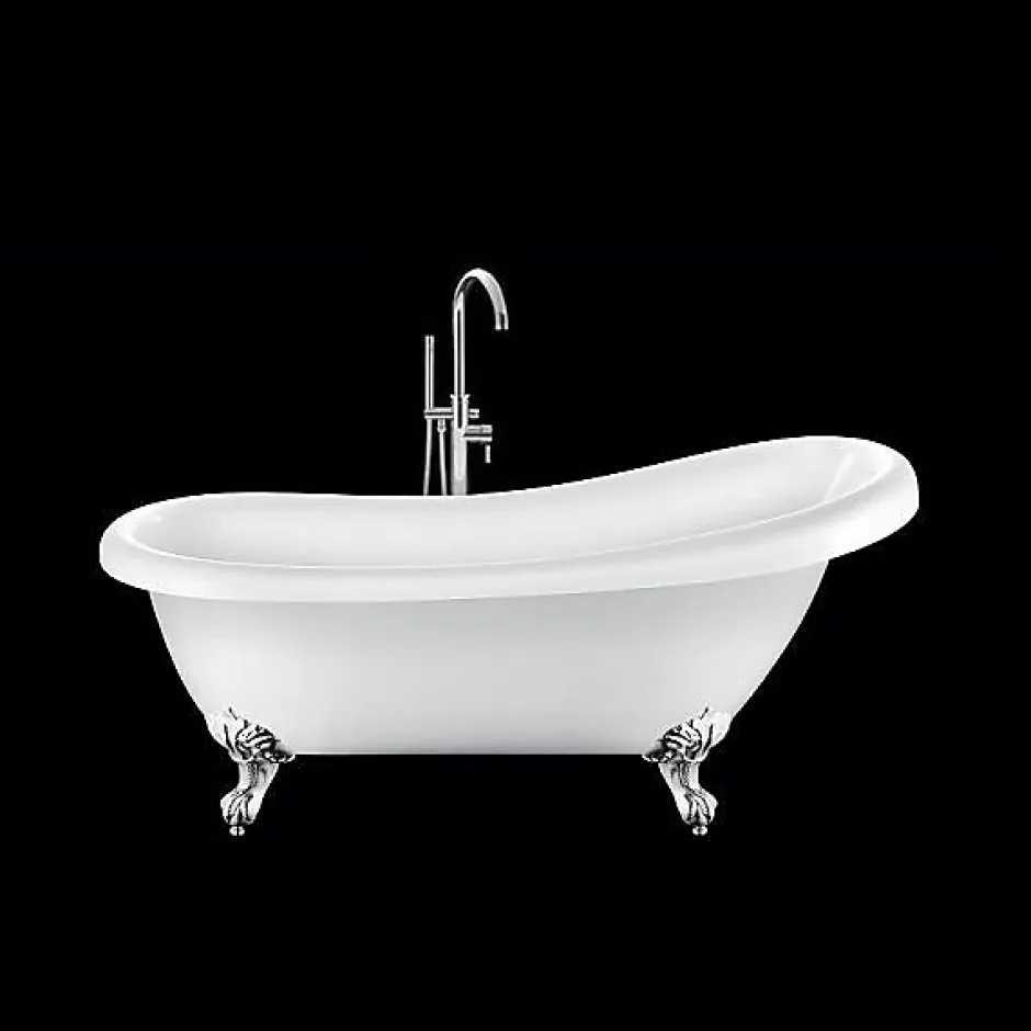Rogier & Mothes Baignoire ancienne retro sur pieds RICHMOND Blanche 155 cm Pieds d'Aigle Chromes* Baignoire Îlot