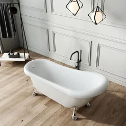 Rogier & Mothes Baignoire ancienne retro sur pieds RICHMOND Blanche 155 cm Pieds d'Aigle Blancs* Baignoire Îlot