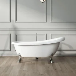 Rogier & Mothes Baignoire ancienne retro sur pieds RICHMOND Blanche 155 cm Pieds d'Aigle Blancs* Baignoire Îlot