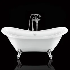 Rogier & Mothes Baignoire ancienne retro sur pieds DARLINGTON Blanche 175 cm Pieds d'Aigle Chromes* Baignoire Îlot