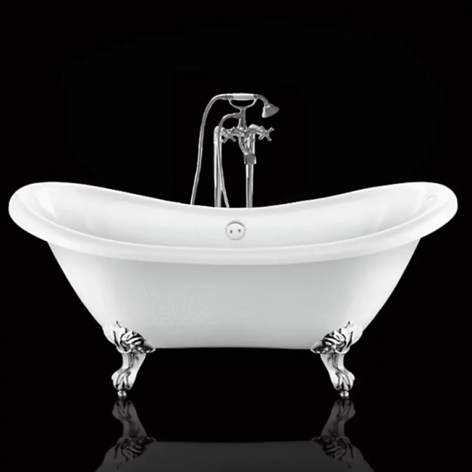 Rogier & Mothes Baignoire ancienne retro sur pieds DARLINGTON Blanche 175 cm Pieds d'Aigle Chromes* Baignoire Îlot