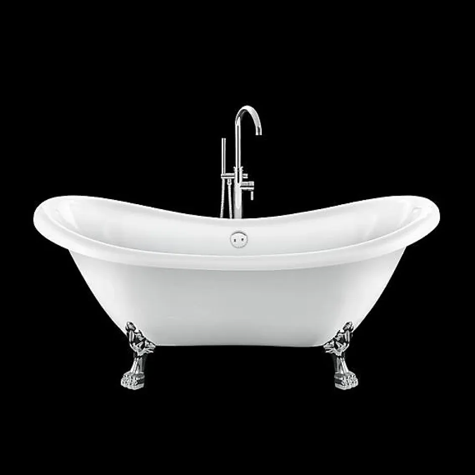 Rogier & Mothes Baignoire ancienne retro sur pieds DARLINGTON Blanche 175 cm Pieds de Lion Chromes