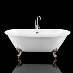 Rogier & Mothes Baignoire ancienne retro sur pieds SURRY HILLS Blanche 165 cm Pieds d'Aigle Cuivre rouge vieilli* Baignoire Îlot