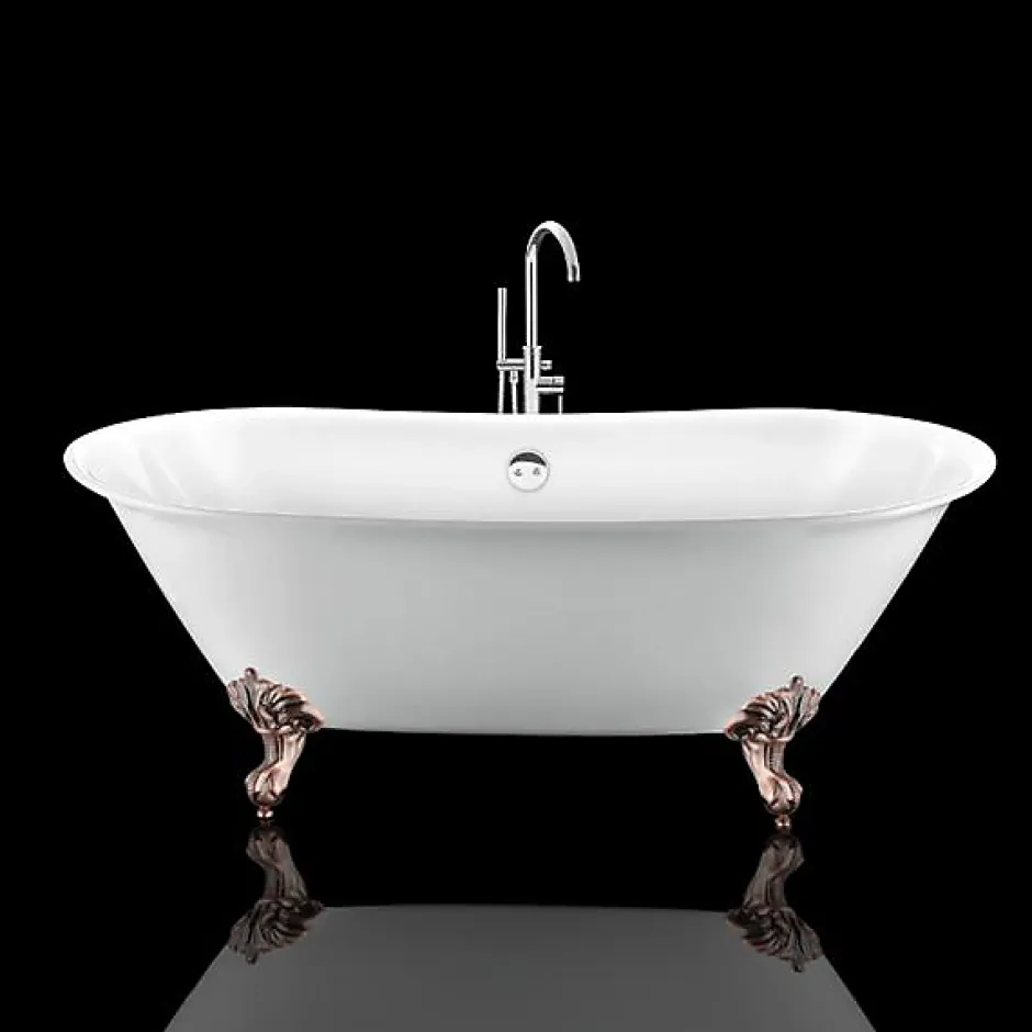 Rogier & Mothes Baignoire ancienne retro sur pieds SURRY HILLS Blanche 165 cm Pieds d'Aigle Cuivre rouge vieilli* Baignoire Îlot