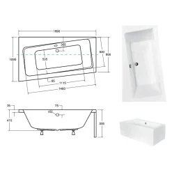 Besco Baignoire asymétrique + tablier blanc + repose tête - INFINITY - 170 x 110 cm - Gauche* Baignoire Asymétrique