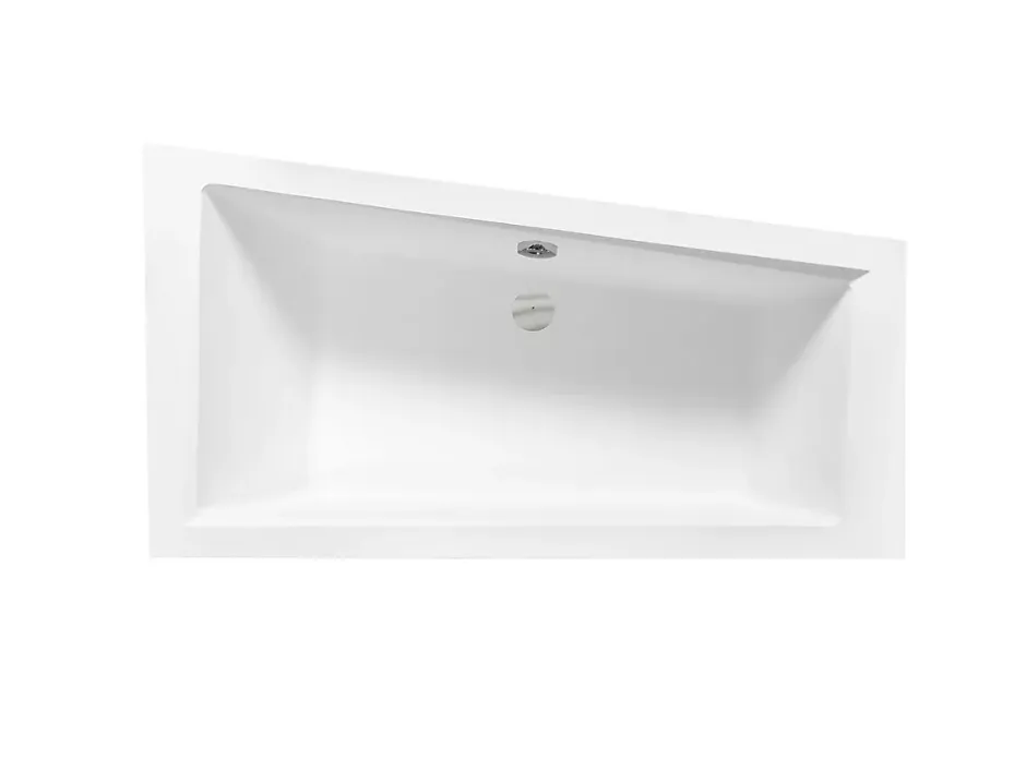 Besco Baignoire asymétrique + tablier noir + repose tête - INTIMA - 150 x 85 cm - Gauche
